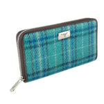 Women's Harris Tweed Wallet in Tartan Teal Blue Creative Irish Gifts