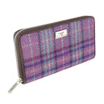 Women's Harris Tweed Wallet in Tartan Purple Mint Creative Irish Gifts