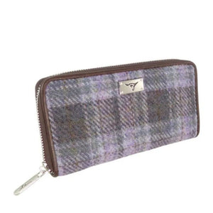 Women's Harris Tweed Wallet in Tartan Soft Purple Creative Irish Gifts