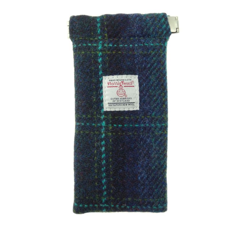 Harris Tweed Glasses Case in Tartan Blue Turquoise Creative Irish Gifts