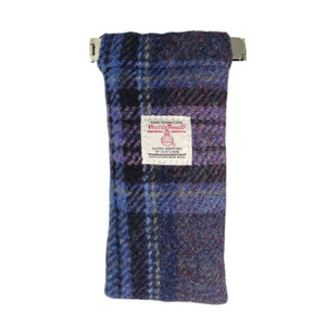 Harris Tweed Glasses Case in Tartan Blue Purple Creative Irish Gifts