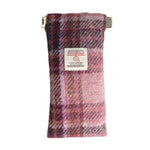 Harris Tweed Glasses Case in Tartan Pink Burgundy Creative Irish Gifts