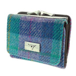 Ladies Harris Tweed Small Zip Wallet Green Purple Creative Irish Gifts