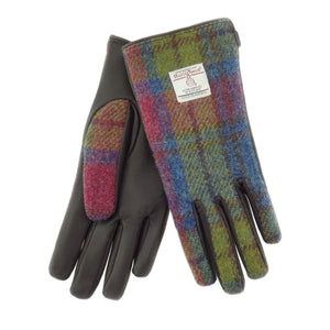 Harris Tweed Leather Gloves in Tartan Design Multi Colour Creative Irish Gifts