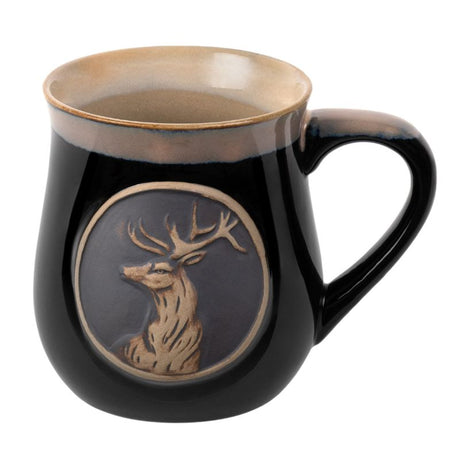 Handcrafted Stoneware Scottish Stag Beer Mug Black Creative Irish Gift