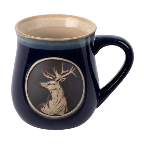 Handcrafted Stoneware Scottish Stag Beer Mug Blue Creative Irish Gift