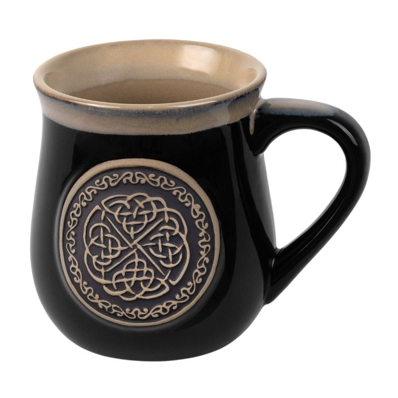 GA-PT1008-BLACK Hand Finished Stoneware Celtic Knot Mug, Blue Creative Irish Gifts.com