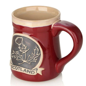 Hand Painted Stoneware Embossed Thistle Mug