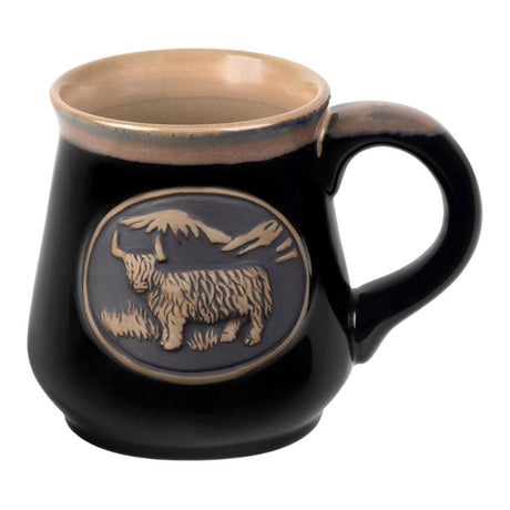 Large Stoneware Scottish Highland Cow Mug Black Creative Irish Gifts
