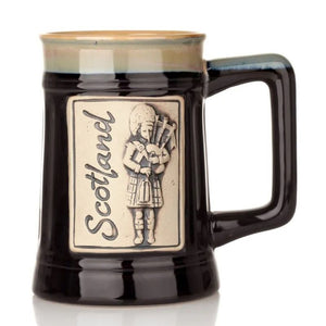 Hand Painted Stoneware Scotland Piper Beer Mug