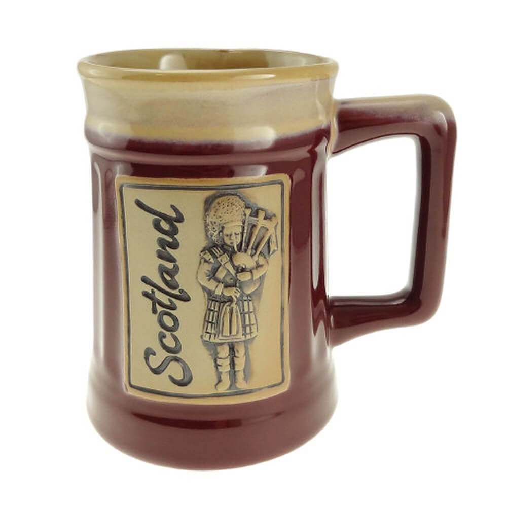 Hand Painted Stoneware Scotland Piper Beer Mug
