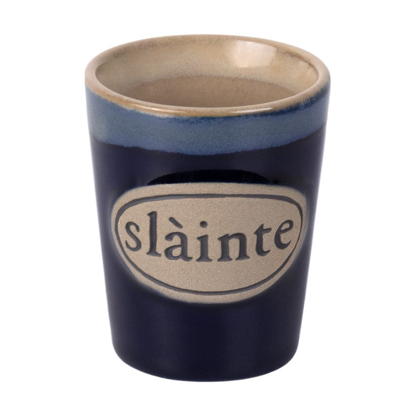 Stoneware Irish Slainte Shot Cup Blue Creative Irish Gifts