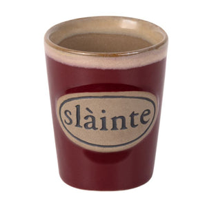 Stoneware Irish Slainte Shot Cup Red Creative Irish Gifts