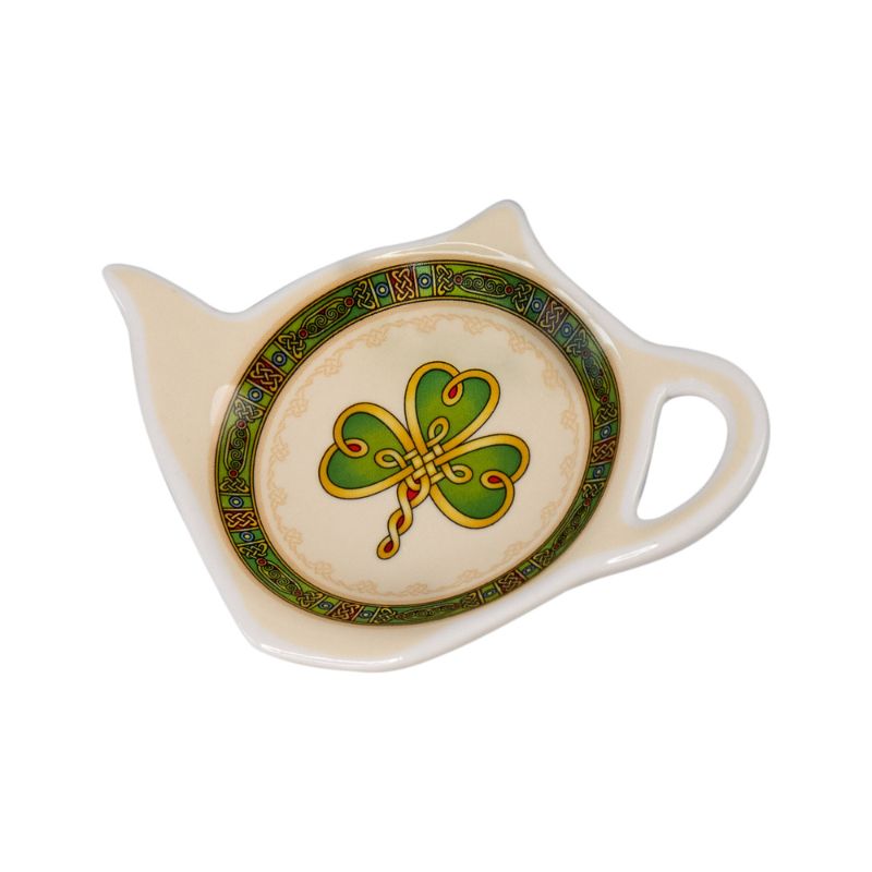  Bone China Celtic Shamrock Teabag Holder Side Creative Irish Gifts