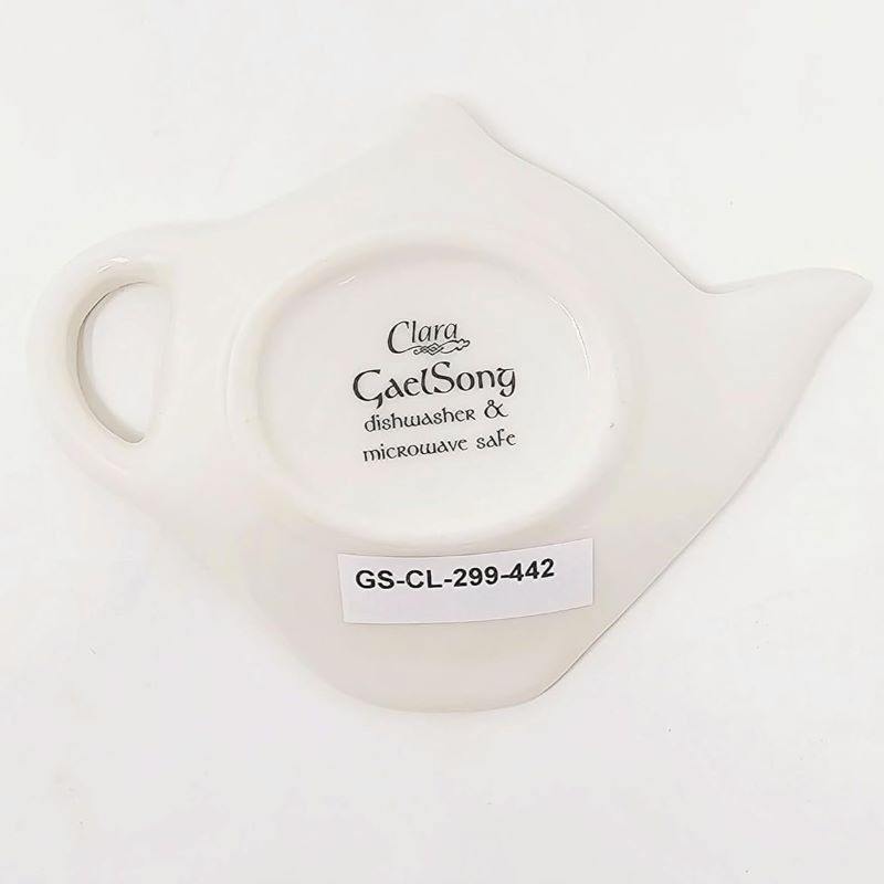 Bone China Celtic Shamrock Teabag Holder Back View Creative Irish Gifts