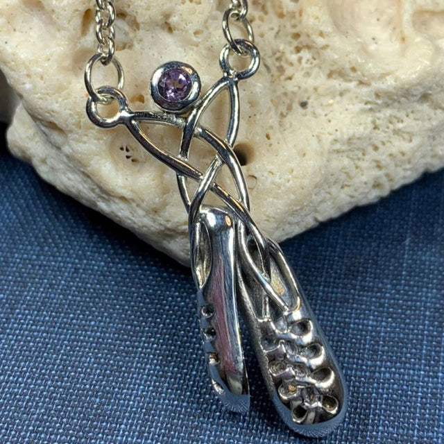GS-MISC-set182-EG Irish Dance Shoes Silver Necklace Creative Irish Gifts
