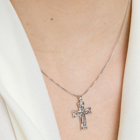 GS-MISC-set63 Sterling Silver Celtic Cross Pendant with Chain Creative Irish Gifts
