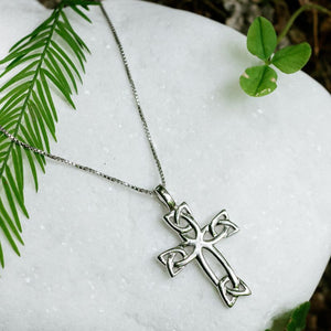 GS-MISC-set63 Sterling Silver Celtic Cross Pendant with Chain Creative Irish Gifts
