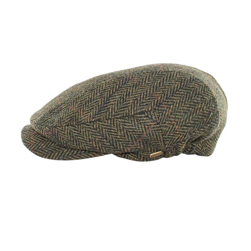 Irish Wool Tweed Kerry Flat Cap, Forest Green Herringbone Creative Irish Gifts
