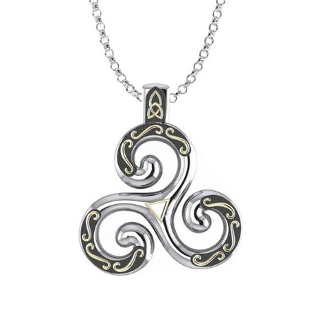 GS-PendantSet3 Silver & 18K Gold Celtic Triskele Necklace  Creative Irish Gifts
