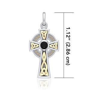 GS-TPDG018051-BCRC-00-TWO-set Sterling Silver and 18k Gold Celtic Cross Pendant Size Creative Irish gift