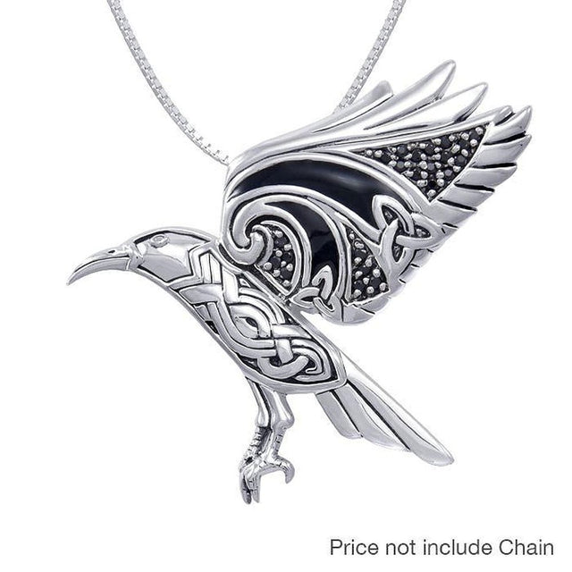 GS-TPDG033821-BCBA-set Sterling Silver Celtic Raven Pendant Creative Irish gift
