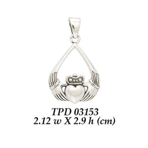 GS-TPG2D31538-set Teardrop Celtic Claddagh Silver Pendant Creative Irish Gifts Size
