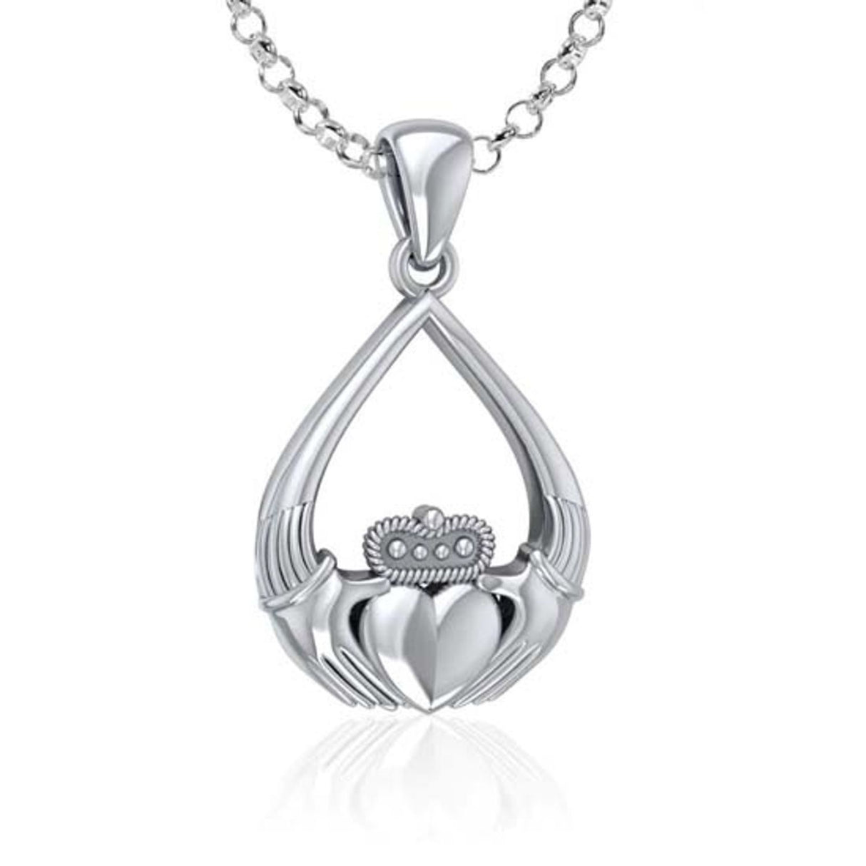 GS-TPG2D31538-set Teardrop Celtic Claddagh Silver Pendant Creative Irish Gifts
