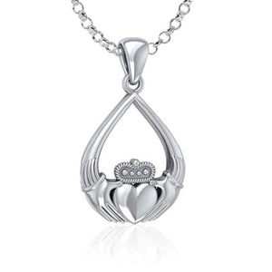 GS-TPG2D31538-set Teardrop Celtic Claddagh Silver Pendant Creative Irish Gifts
