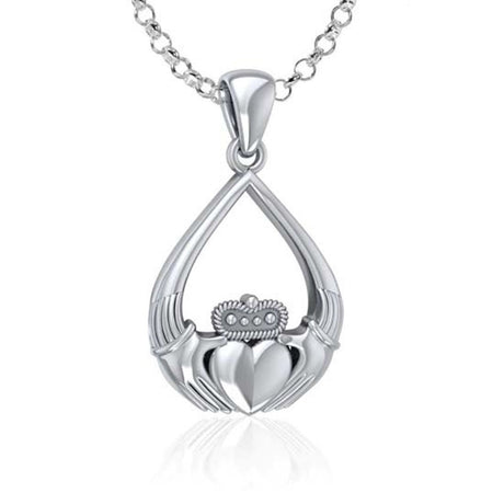 GS-TPG2D31538-set Teardrop Celtic Claddagh Silver Pendant Creative Irish Gifts
