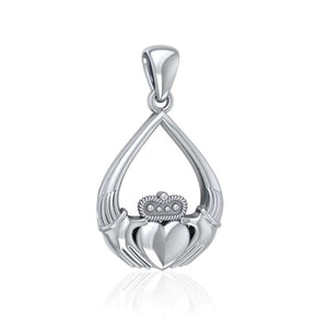 GS-TPG2D31538-set Teardrop Celtic Claddagh Silver Pendant Creative Irish Gifts
