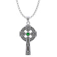 GS-TPGD038338-EG-set Celtic Cross Silver Pendant with Green Gemstone Creative Irish Gifts
