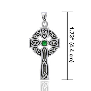 GS-TPGD038338-EG-set Celtic Cross Silver Pendant with Green Gemstone Creative Irish Gifts
Size