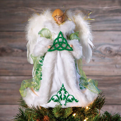 Irish Angel in Shamrock Dress Tree Topper - Creative Irish Gifts