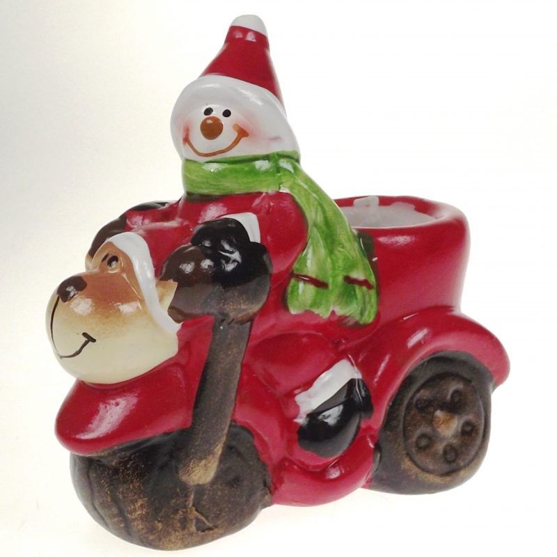 HG813 Santa on Motorcycle Figurine with Candle Holder Creative Irish Gifts.com