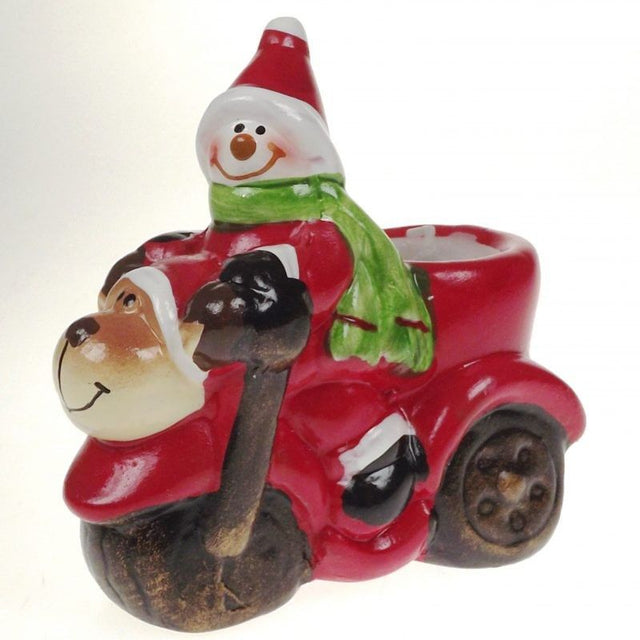 HG813 Santa on Motorcycle Figurine with Candle Holder Creative Irish Gifts.com