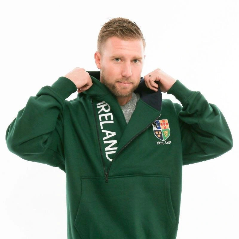 HIHZ-BOTTLE-Ireland Half Zip Hoodie Green Lifestyle Creative Irish Gifts