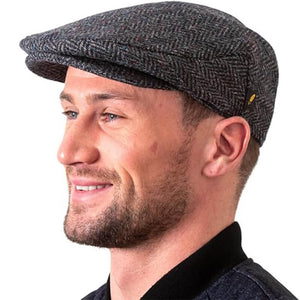 Men's Donegal Tweed Driving Cap Blue Grey Creative Irish Gift