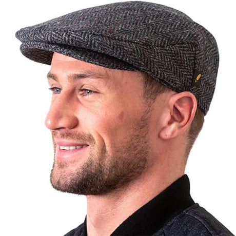 Men's Donegal Tweed Driving Cap Blue Grey Creative Irish Gift