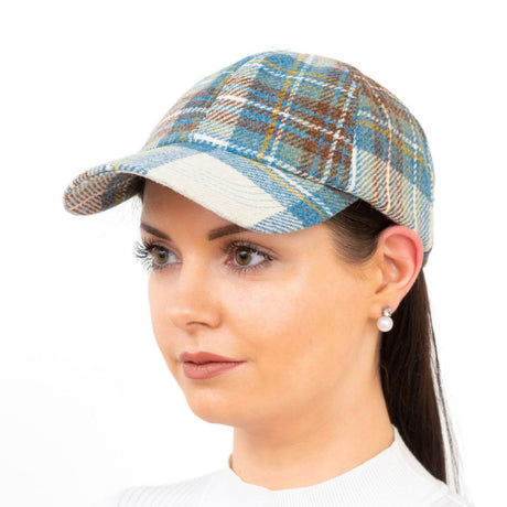 Ladies Irish Wool Plaid Baseball Cap Muted Blue Creative Irish Gift