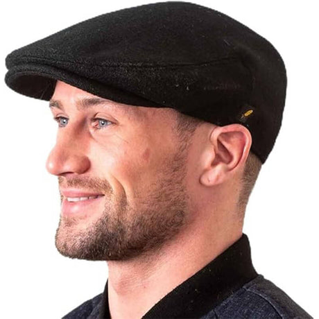 Men's Donegal Tweed Touring Cap  Black Creative Irish Gift