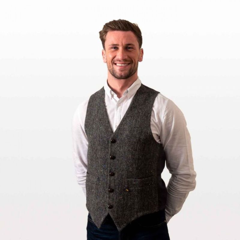 Men's Donegal Wool Irish Vest Grey Creative Irish Gift