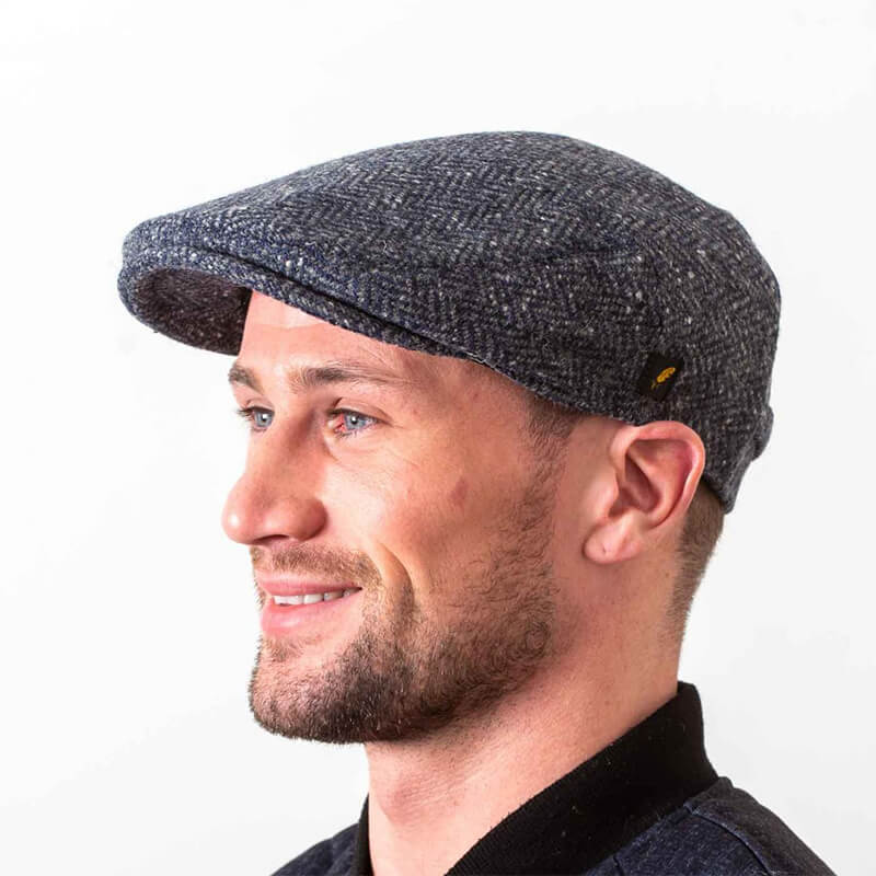 HOF-DUBFC-Blue-Ref-3140-04 Handcrafted Donegal Tweed Flat Cap Creative Irish Gift