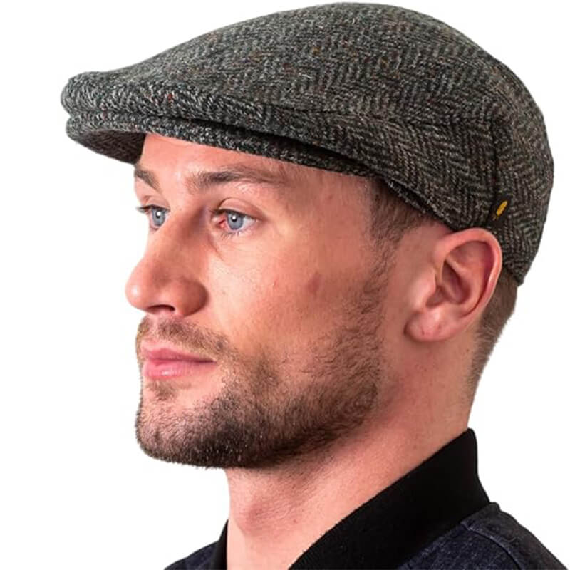 Men's Donegal Tweed Driving Cap Green  Creative Irish Gift