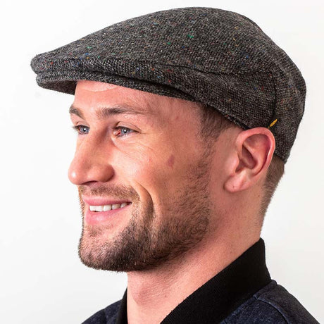 Men's Donegal Tweed Driving Cap Charcoal Creative Irish Gift