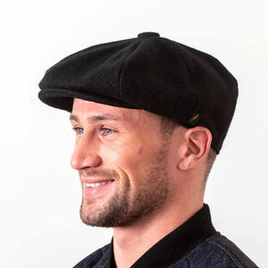 Men's Donegal Tweed Newsboy Cap Black Creative Irish Gift