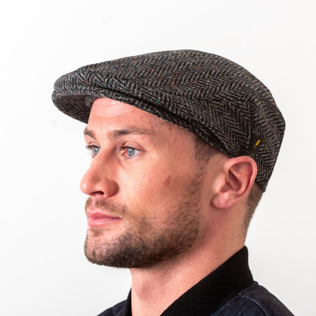 Men's Donegal Tweed Touring Cap  Charcoal Creative Irish Gift