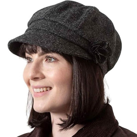 Womens New Wool Newsboy Hat Charcoal Creative Irish Gift
