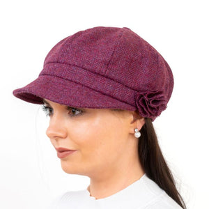 Ladies Wool Newsboy Hat with Rose Plum Creative Irish Gift