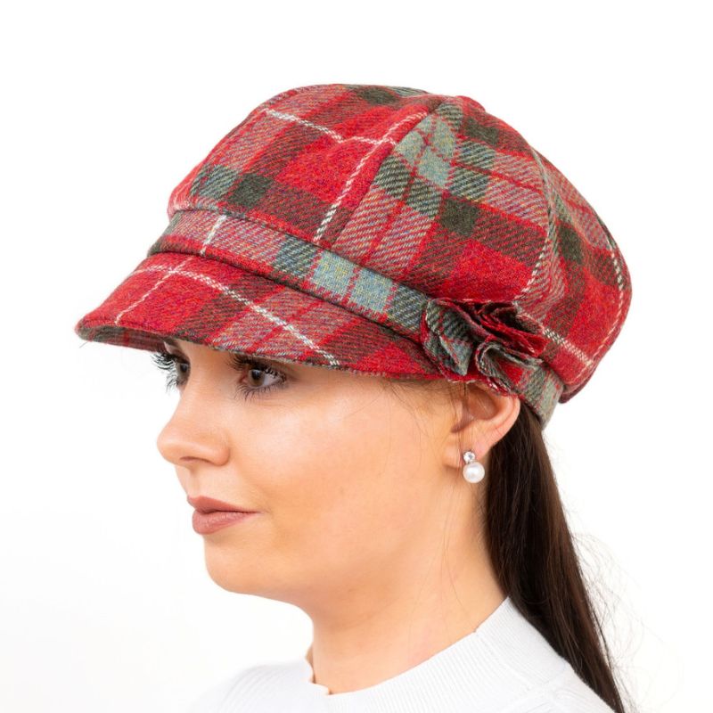 Ladies Wool Newsboy Hat with Rose Red Creative Irish Gift